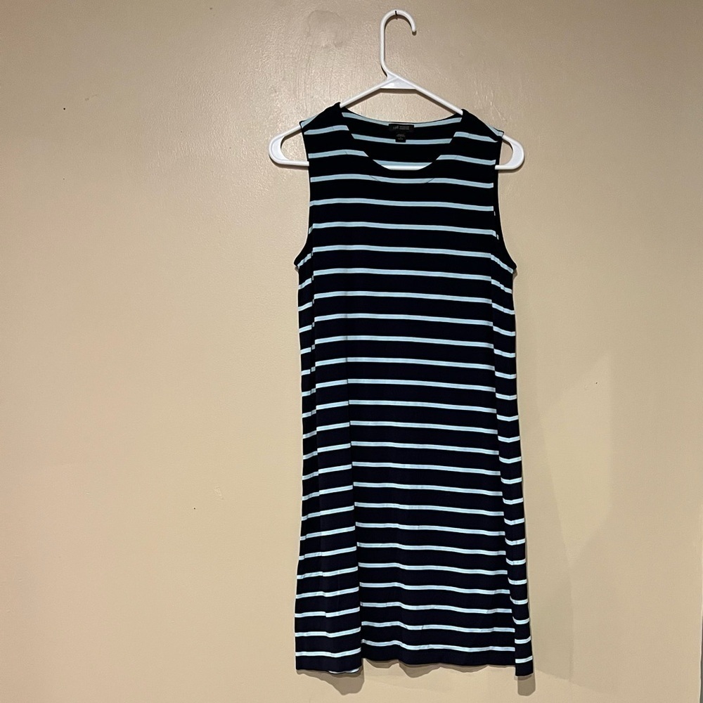 J. JIll Wearever Collection Navy Blue Striped Tank Dress Size S Petite